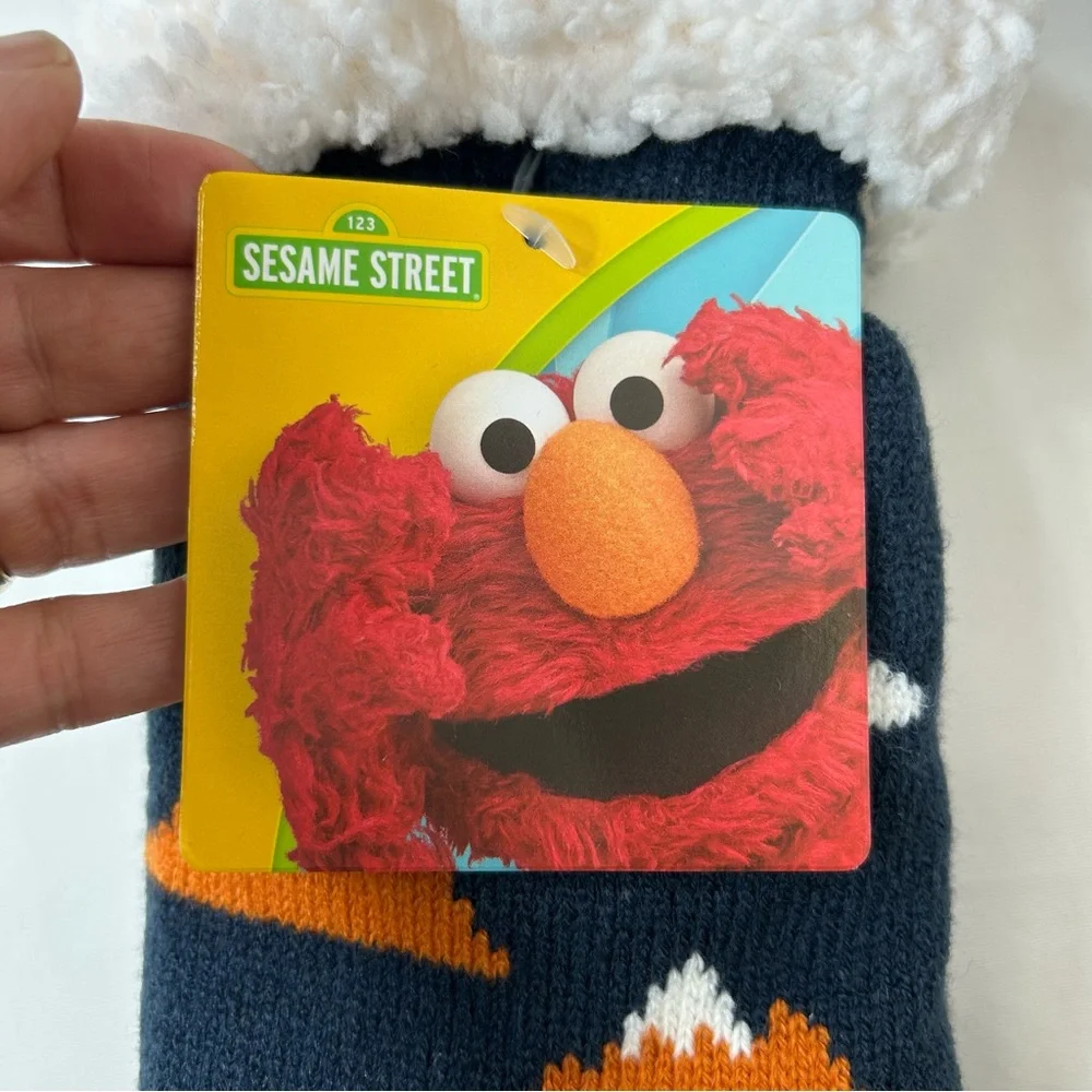 Sesame Street Sherpa Lined Unisex Cookie Monster Soft Warm Non-Slip Socks OS